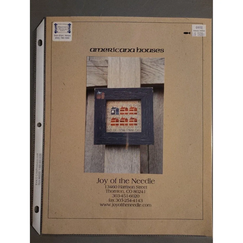 Joy of the Needle AMERICANA HOUSES Cross Stitch Pattern Leaflet Primitive...